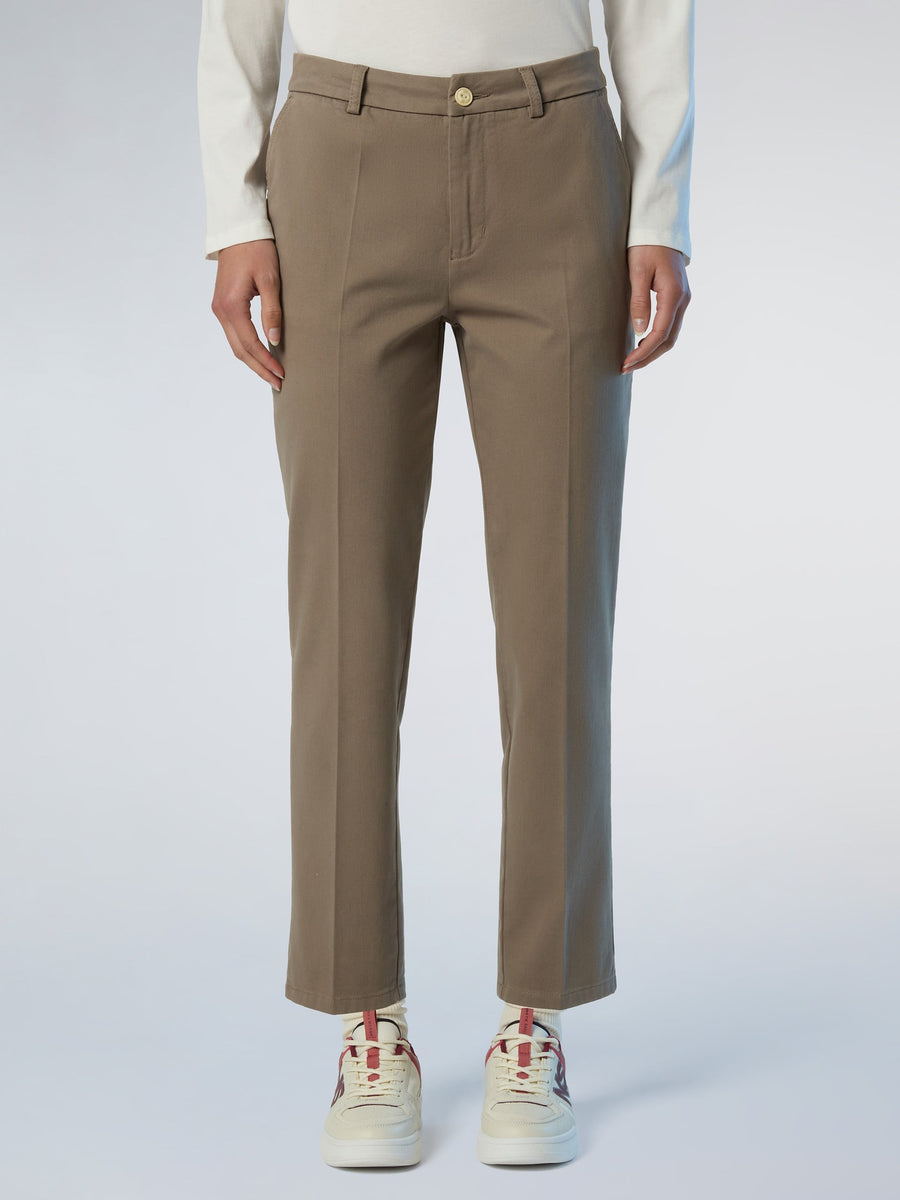 Slim Fit Düz Paça Chino Kadın Pantolon