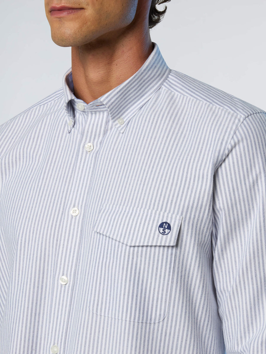 Erkek Uzun Kollu Çizgili Pamuk Gömlek