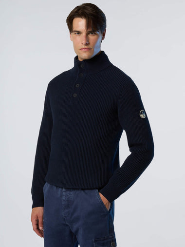 Yarım Düğmeli Pamuklu Erkek Triko Kazak 5GG