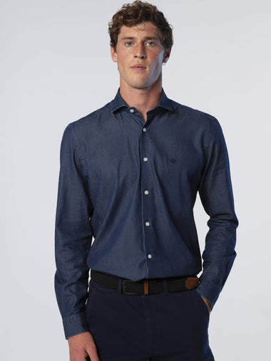 Regular Kalıp Uzun Kollu Erkek Denim Gömlek