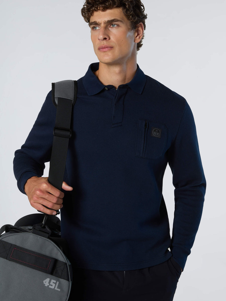 Uzun Kollu Erkek Cepli Polo Yaka Tişört